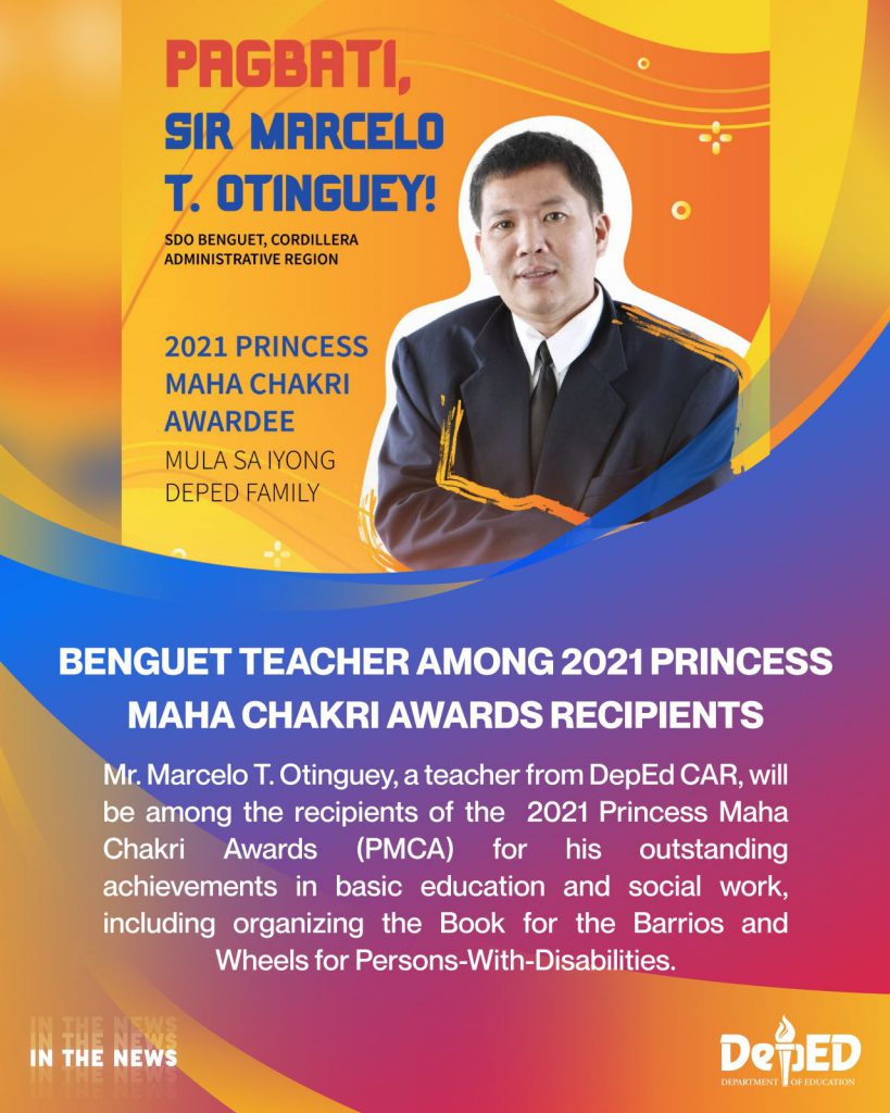 Benguet teacher among 2021 Princess Maha Chakri Awards recipients